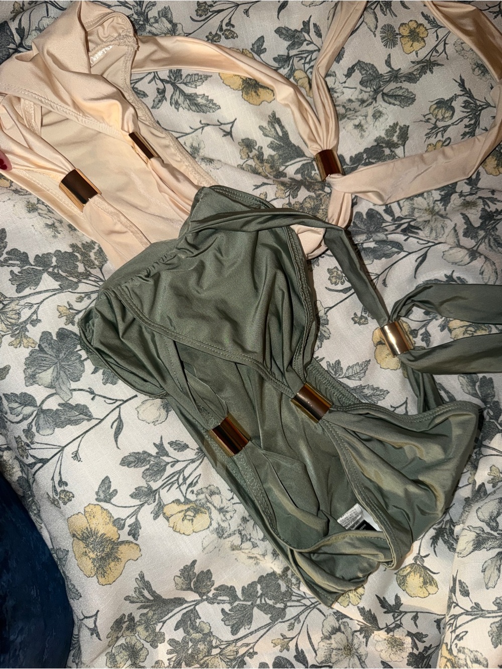 Bandeau sexy tops  in Olive Green & nude/tan